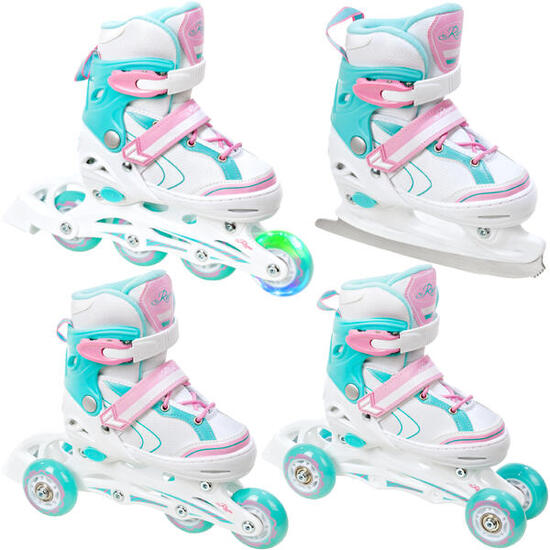 Patines Ajustable Patines 4en1 Luminoso Rueda Lia Blanco/Menta/Rosa
