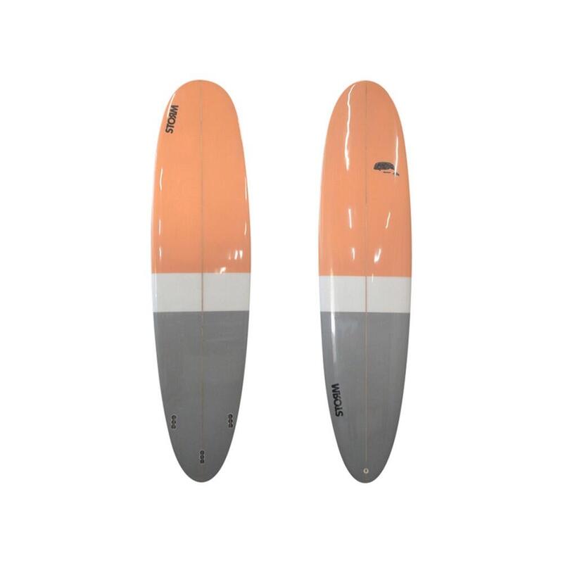 STORM Surfboard - Longboard - 7'2 - Beluga - Round tail - Orange / Grey