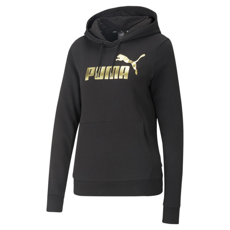 Essentials+ hoodie met metallic logo voor dames PUMA Black Gold