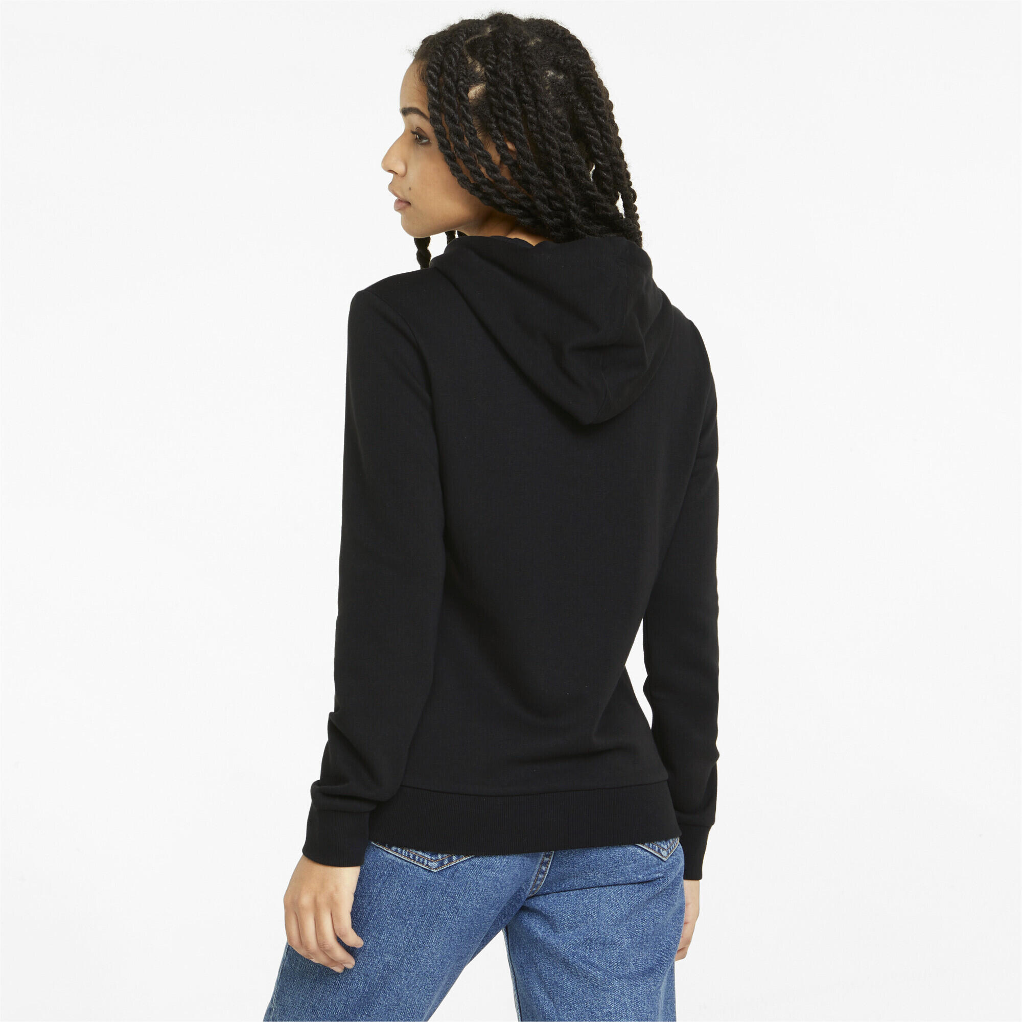 Essentials+ Metallic Logo Hoodie Damen PUMA Black Metallic Silver 3/7