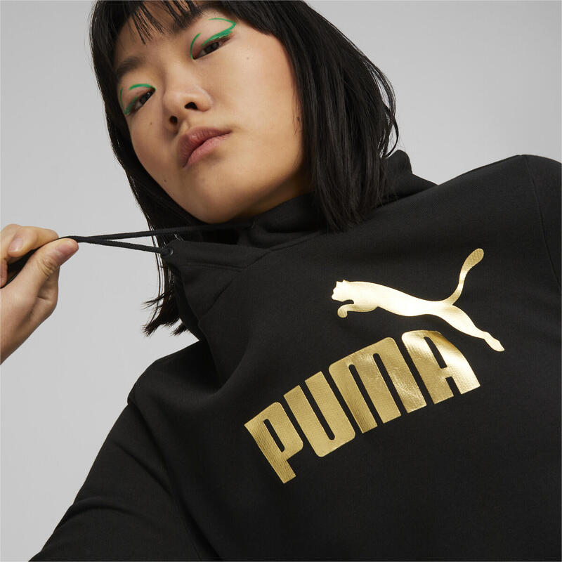 Essentials+ Metallic Logo Hoodie Damen PUMA Black Gold