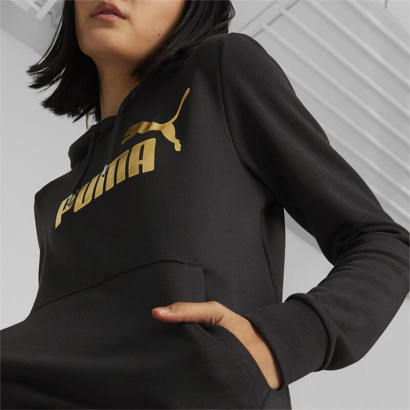 Sweat à capuche Essentials+ Metallic Logo Femme PUMA Black Gold