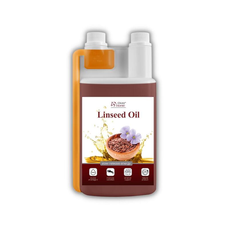 Olej lniany na zimno tłoczony dla koni Linseed Oil 1L Over Horse