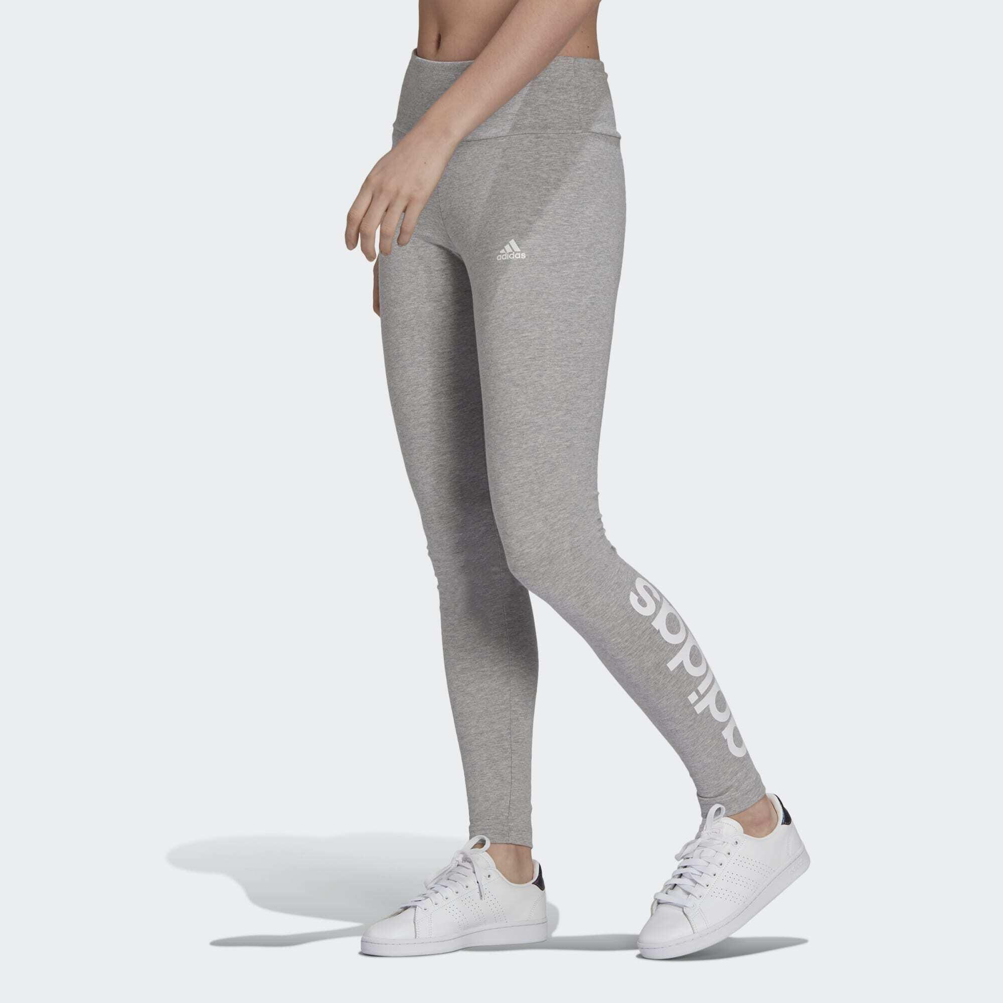Adidas - Legging Taille Haute Logo Essentials - Legging - Blanc|gris - 48 Xl - Decathlon