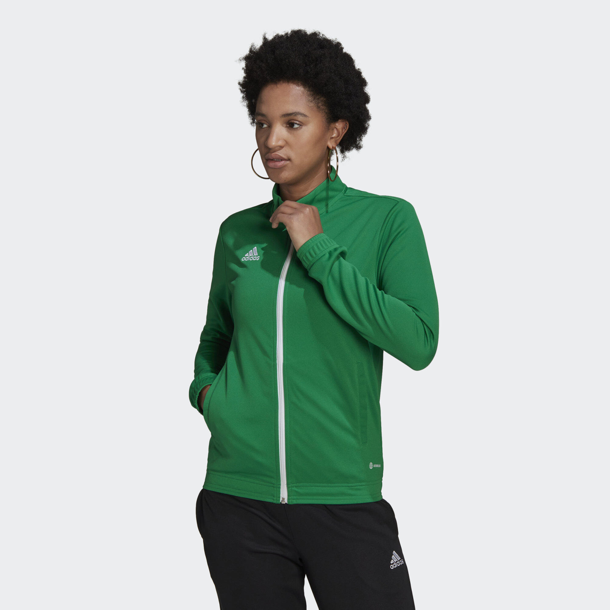 Adidas - Veste De Survêtement Entrada 22 - Coupe Vent - Blanc|vert - 40 M - Decathlon