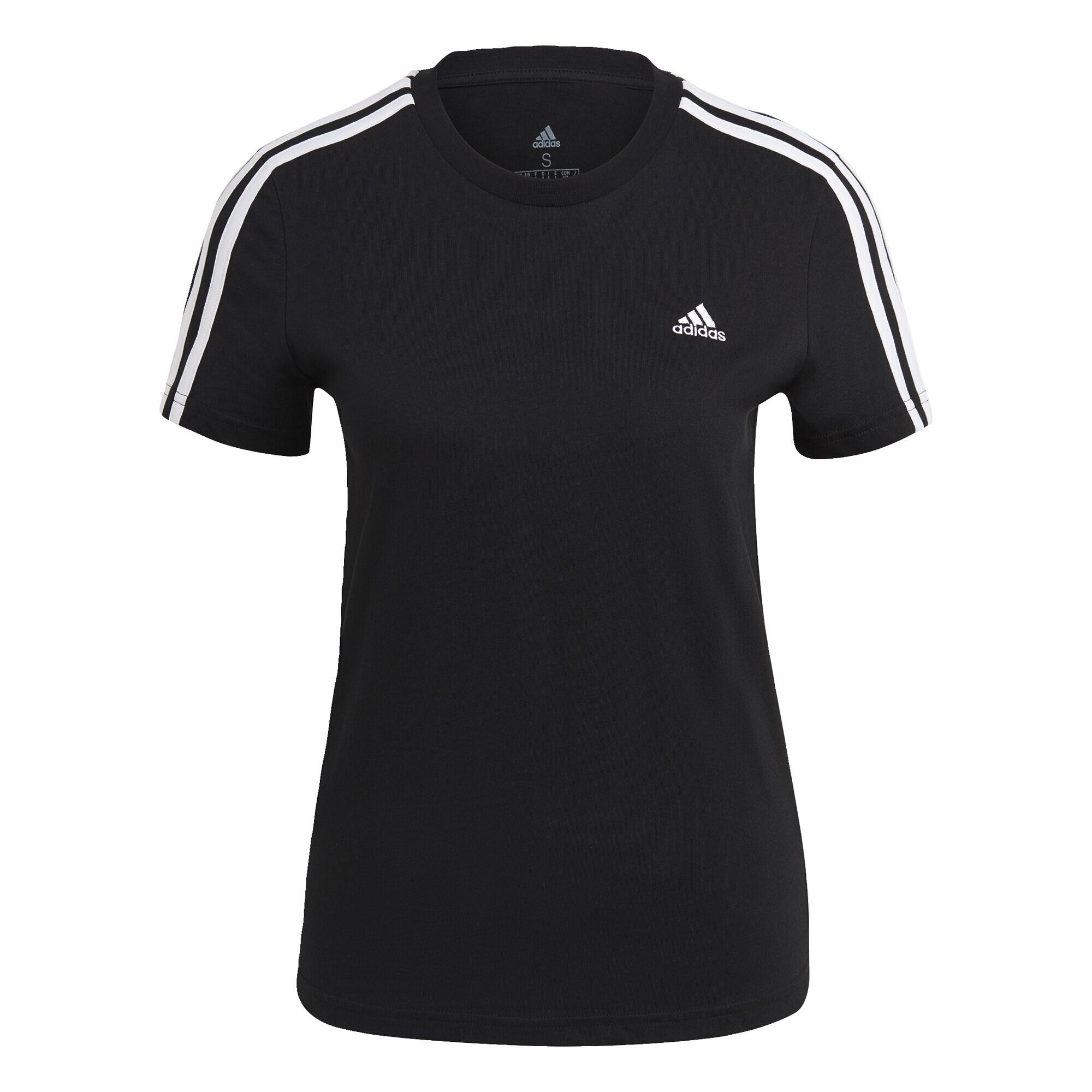 Adidas - T-shirt Essentials Slim 3-stripes - T-shirt Manches Courtes - Blanc|noir - S - Decathlon