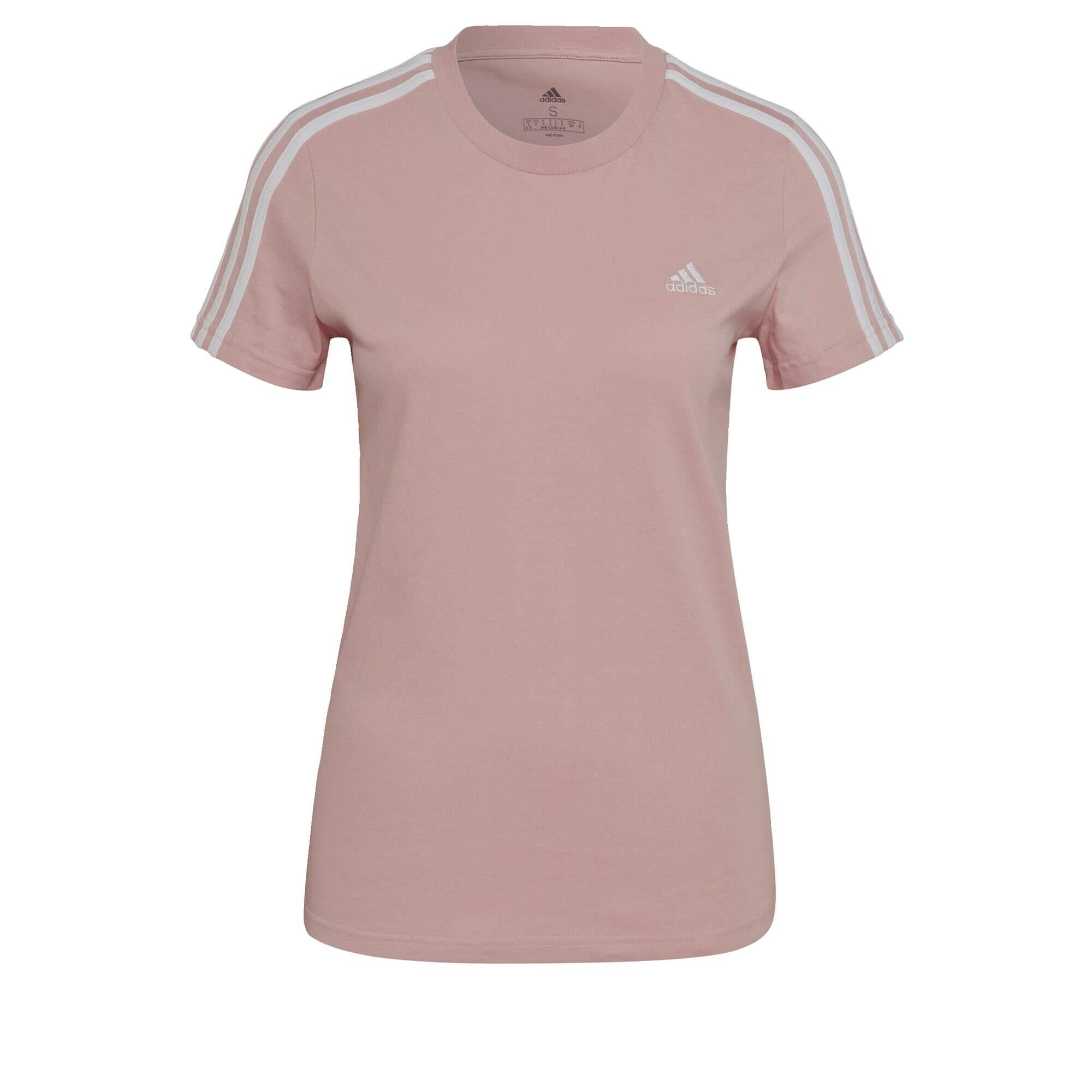 T-Shirt adidas LOUNGEWEAR Essentials Slim 3-Stripes, Cor de rosa, Mulheres