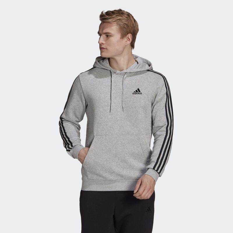 Bluza z Kapturem Essentials 3-Stripes Rozmiar S Szary - GK9084