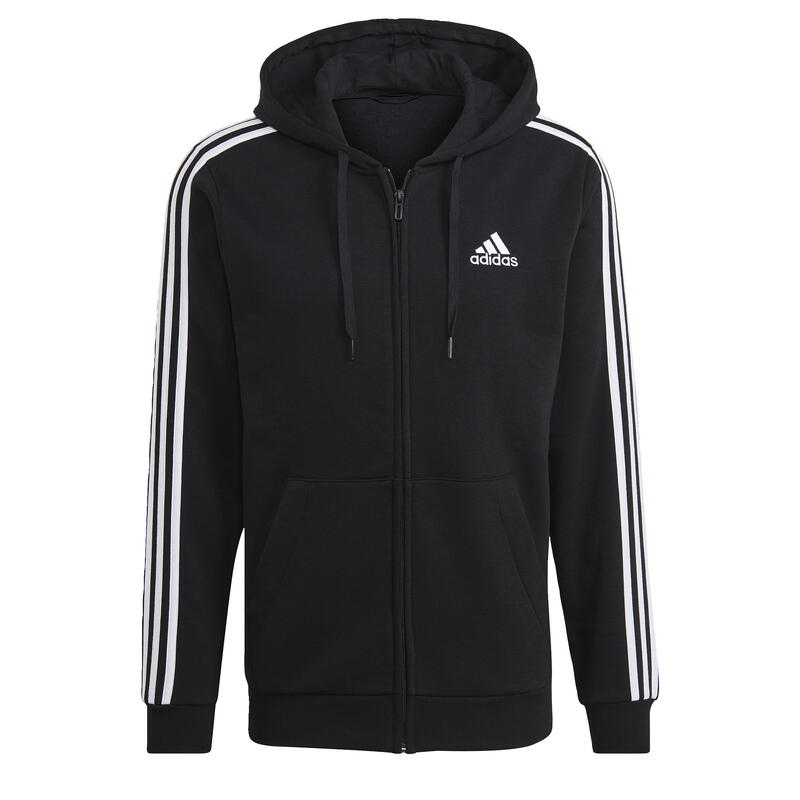 Essentials Fleece 3 csíkos cipzáras kapucnis pulóver