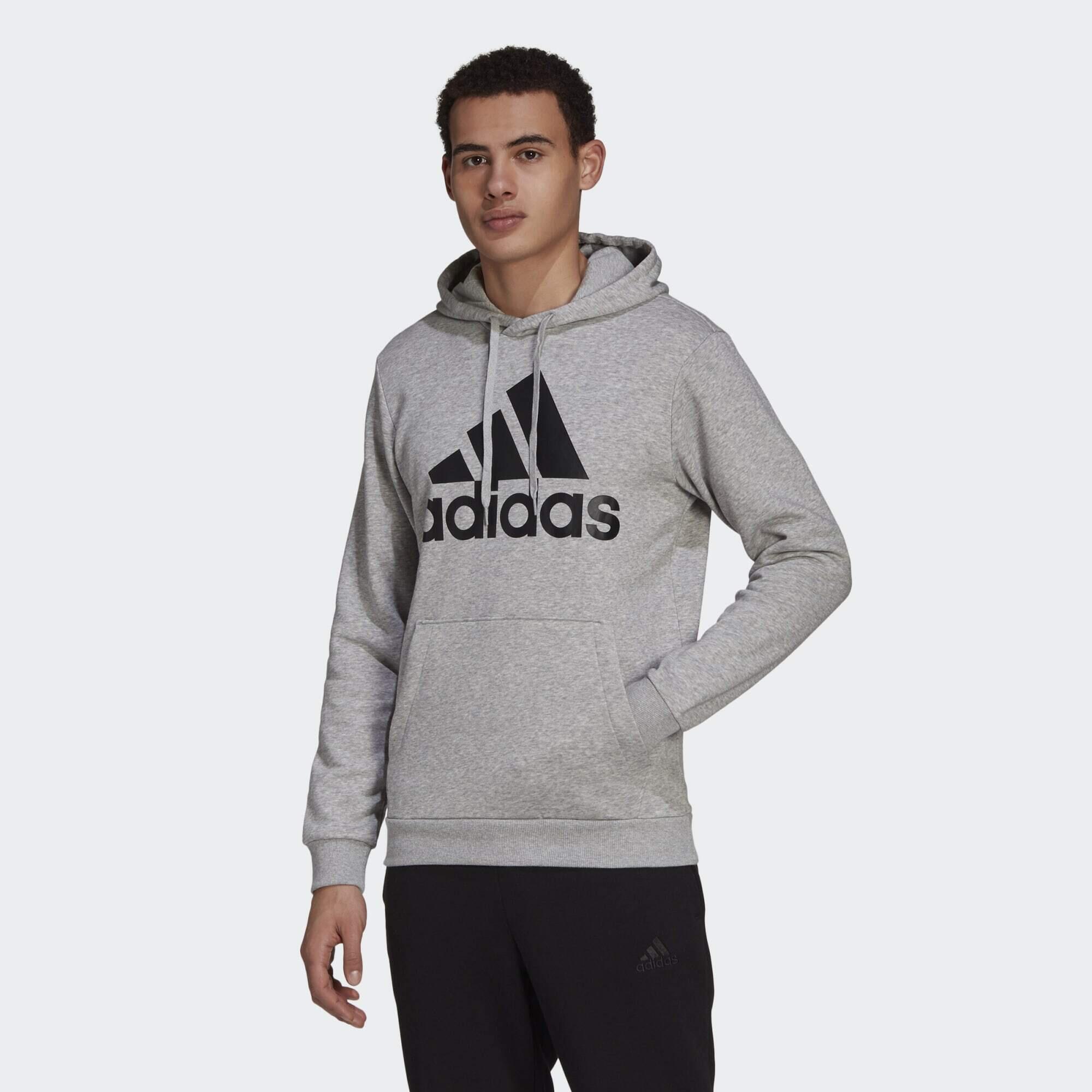 ADIDAS Pánská mikina s kapucí Adidas Essentials Fleece Big Logo Šedý