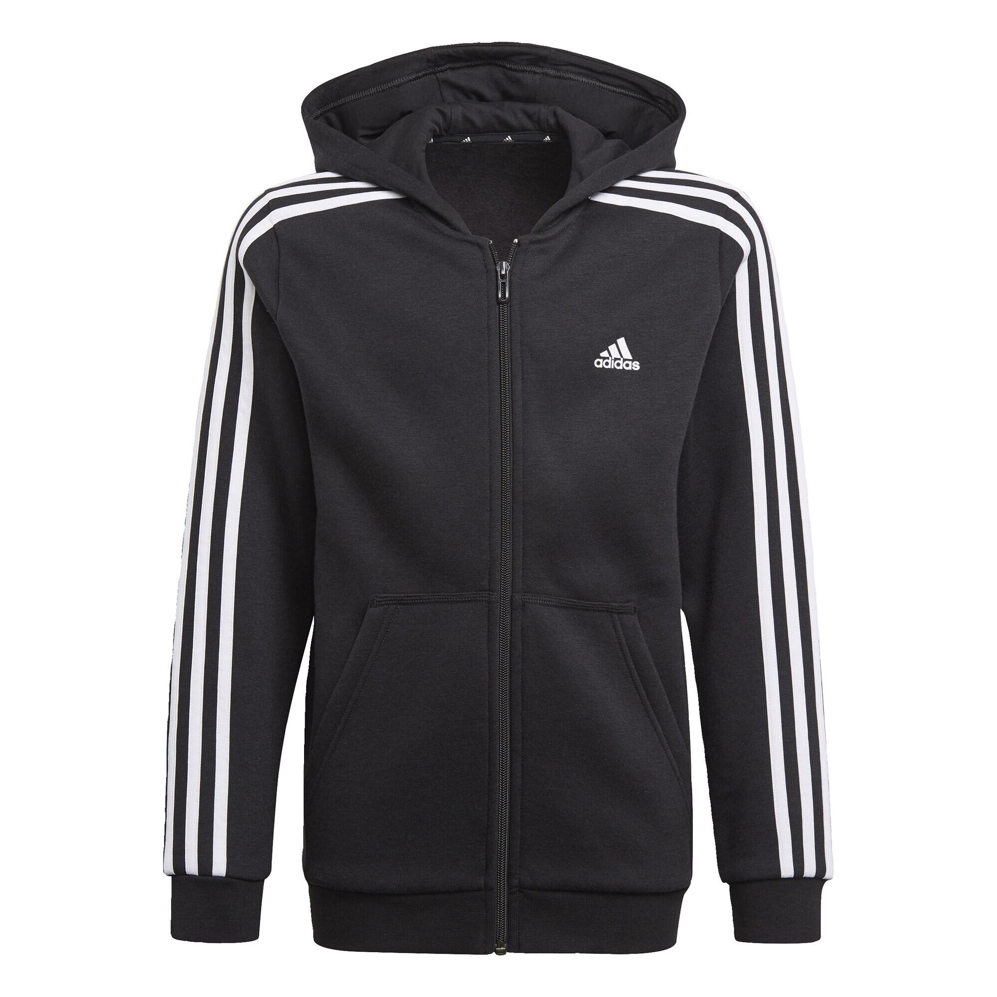 Adidas - Veste À Capuche Essentials 3-stripes - Sweat-shirt - Blanc|noir - 6 À 8 Ans - Decathlon