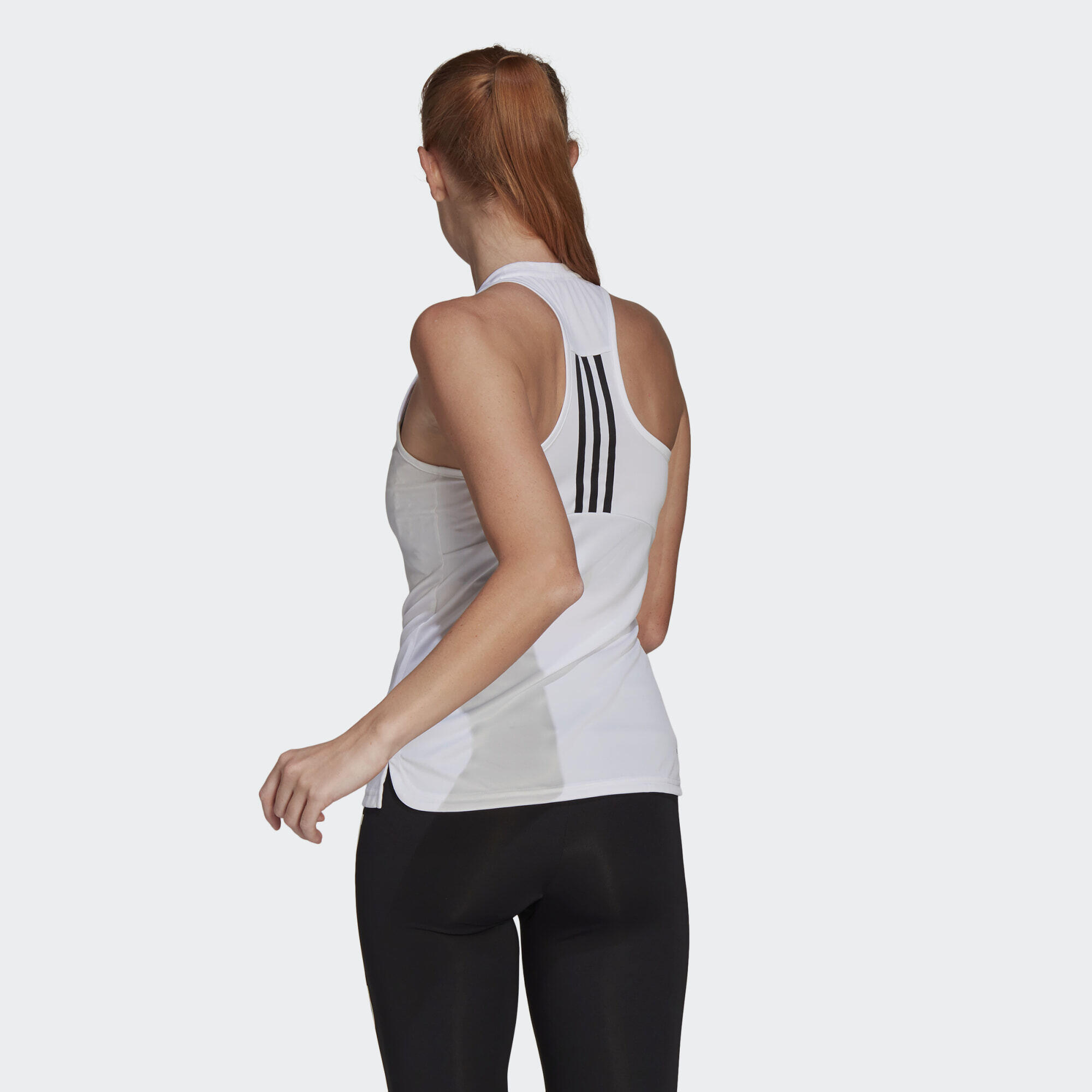 Topo do tanque desportivo feminino adidas Primeblue Designed 2 Move 3-Bandes 3/5