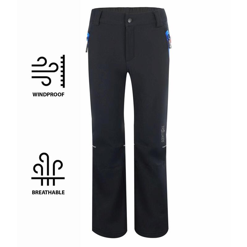 Pantalon Softshell Hemsedal pour enfants Hydrofuge Noir / Bleu moyen