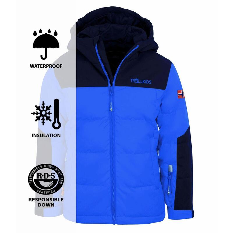 Kinder Daunenjacke Narvik XT Wasserabweisend Mittelblau/Marineblau