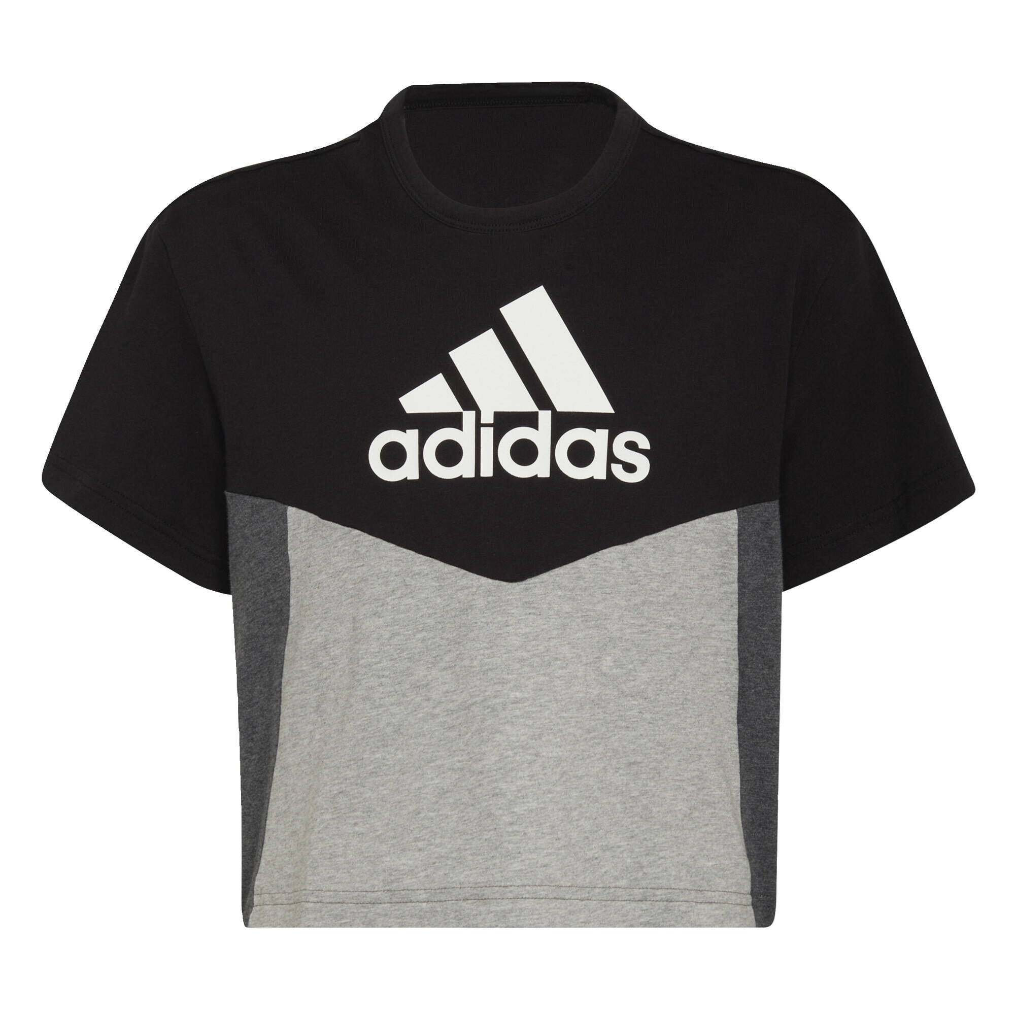 Adidas - T-shirt Colorblock - T-shirt Crop Top - Blanc|gris|noir - 7-8 Ans - Decathlon