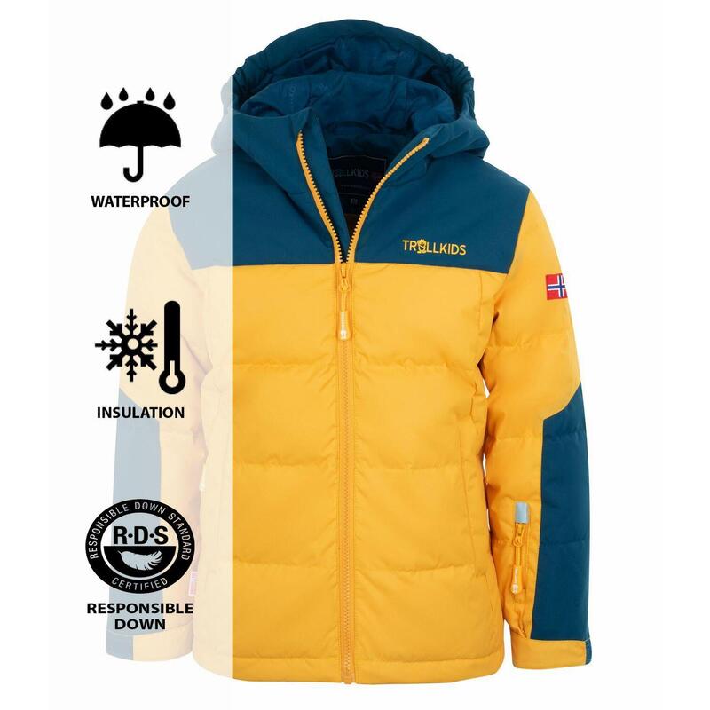 Kinder Daunenjacke Narvik XT Wasserabweisend Goldgelb/Mystikblau