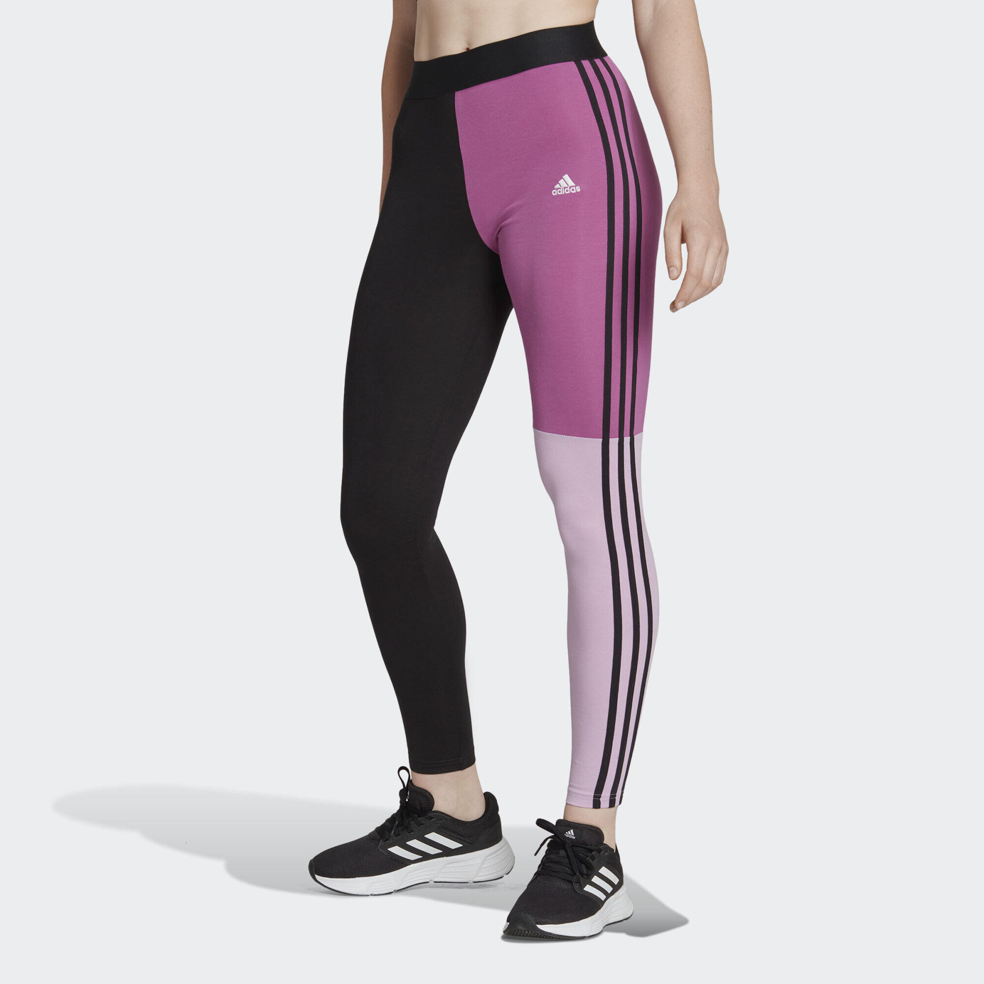 Adidas - Legging Coton Essentials 3-stripes Colorblock - Pantalons - Noir|rose - 36 Xs - Decathlon