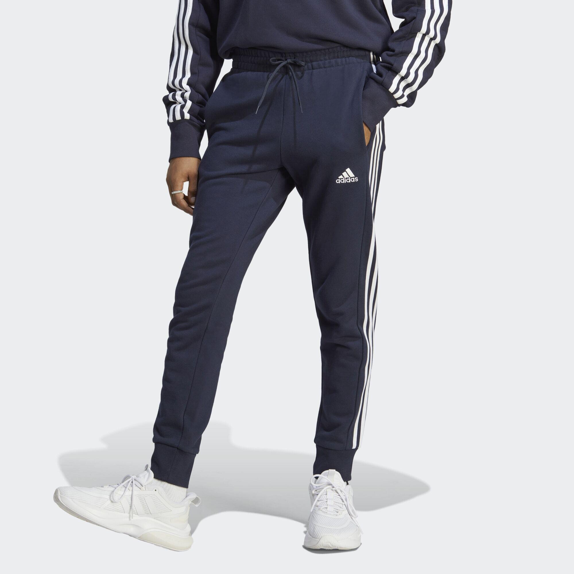 Essentials French Terry Tapered Cuff 3-Stripes Pants 1/5