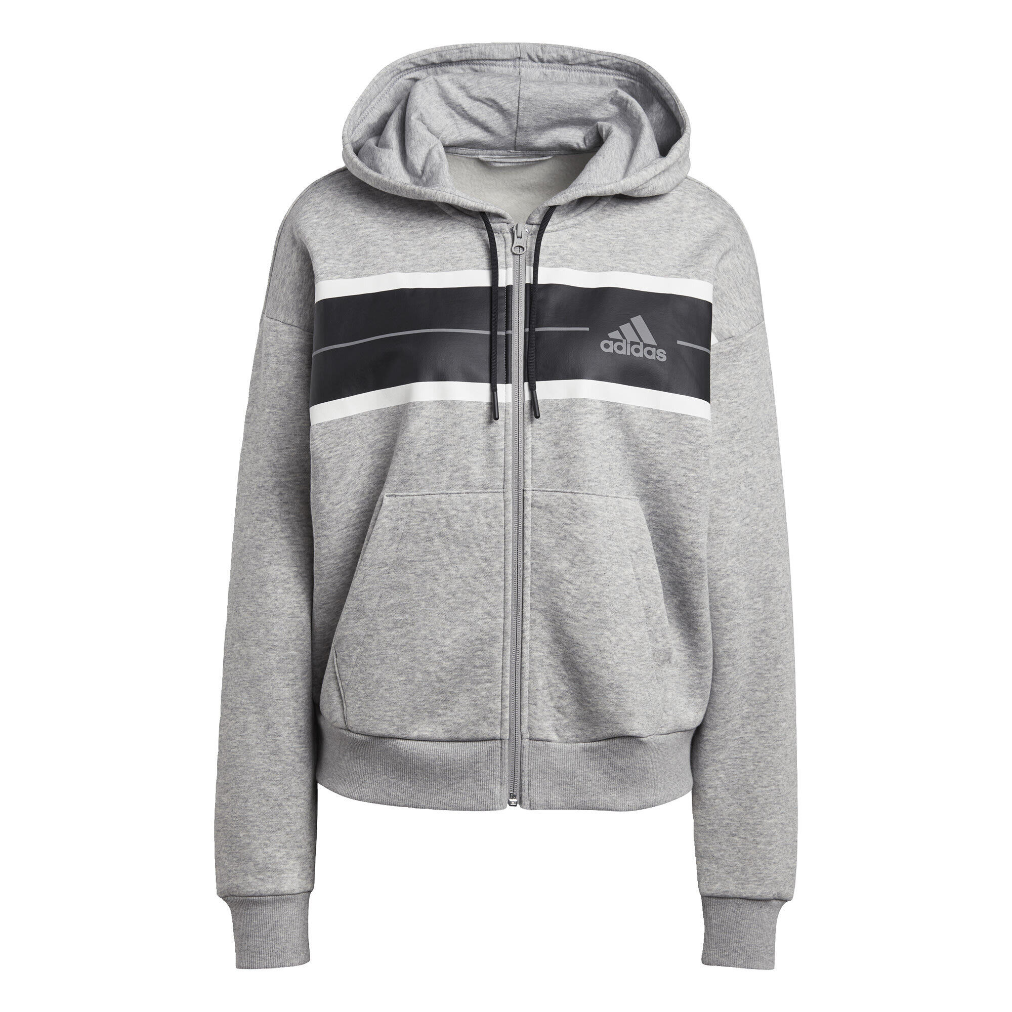 Veste à capuche en molleton ample et zippée à fines rayures colorblock 3/5