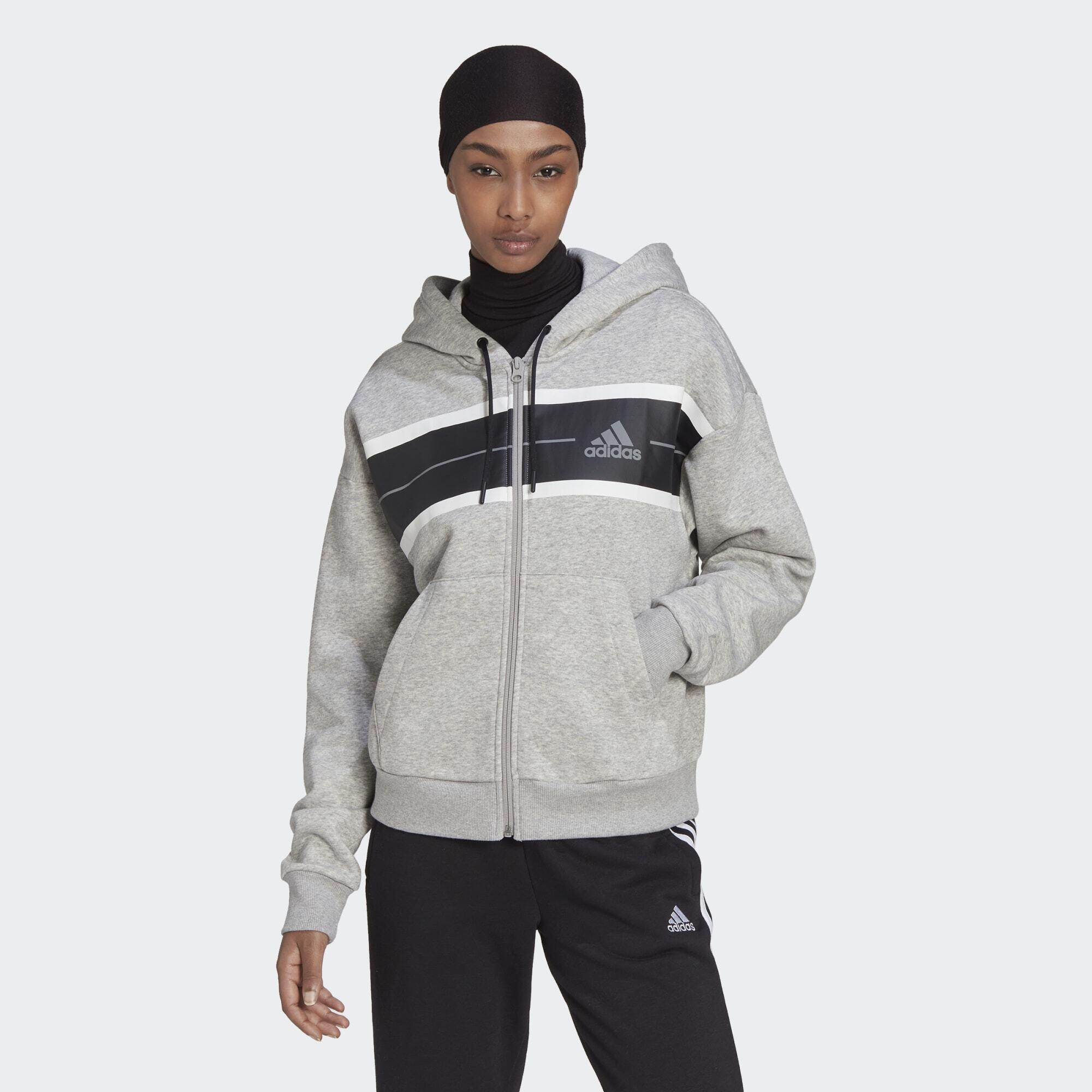 Veste à capuche en molleton ample et zippée à fines rayures colorblock 1/5