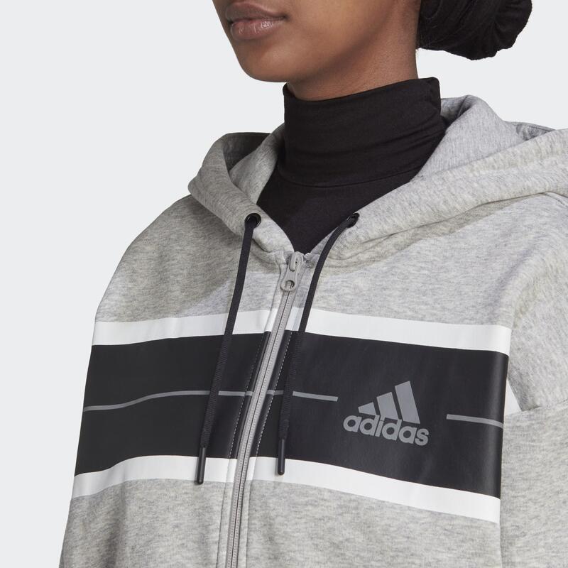 Essentials Pinstripe Block Fleece Full-Zip Loose Fit Kapuzenjacke