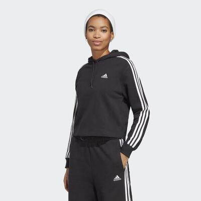 Essentials 3-Streifen French Terry Crop Hoodie
