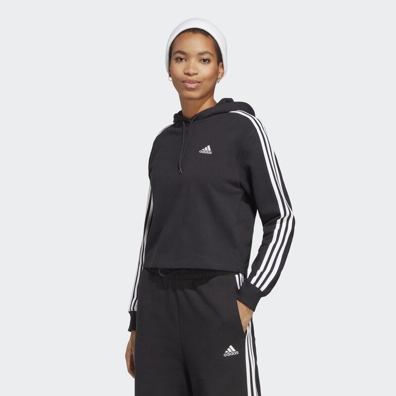 Sudadera con capucha Essentials French Terry Crop 3 bandas