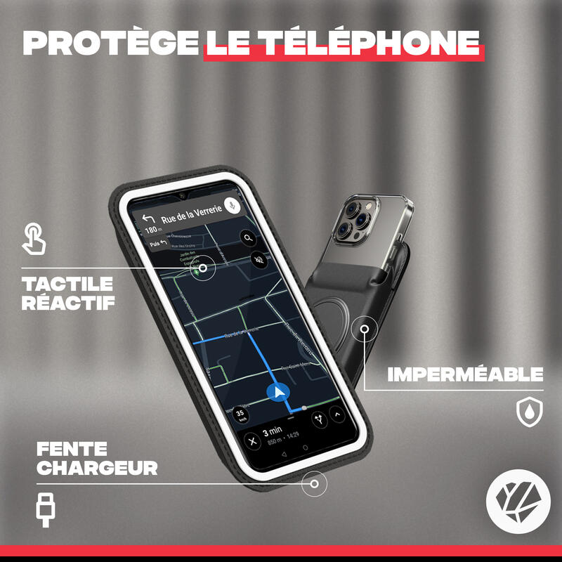 Shapeheart - Support téléphone pour guidon de vélo avec pochette magnétique  détachable
