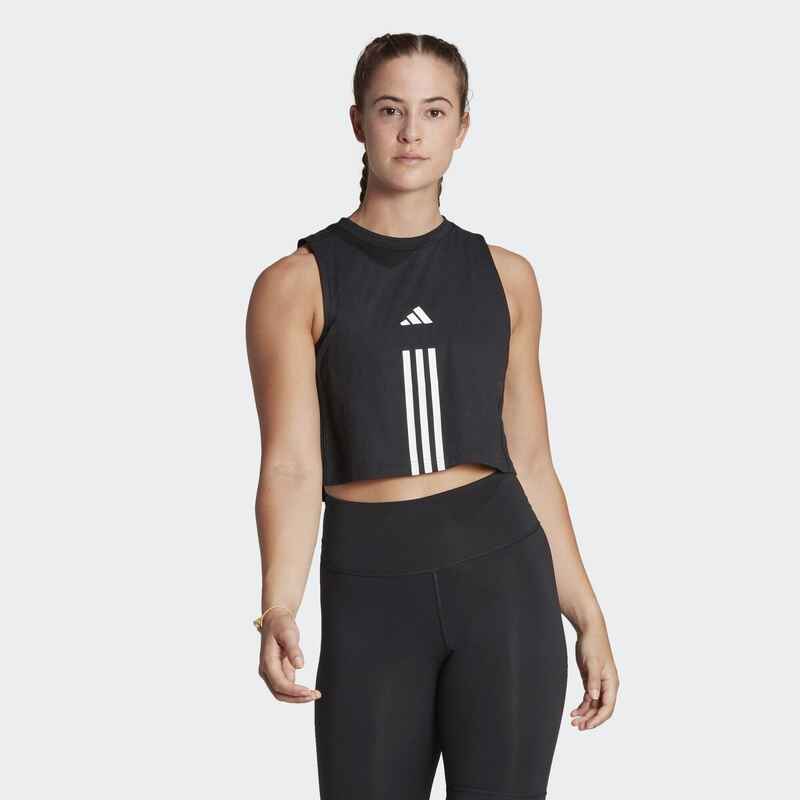 Train Essentials Train Cotton 3-Streifen Crop Tanktop