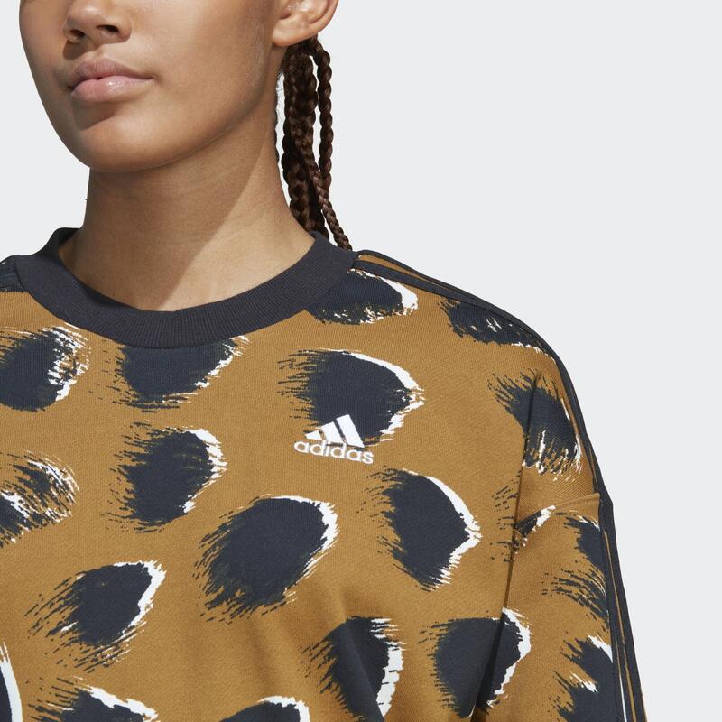 Essentials 3-Streifen Animal Print Sweatshirt