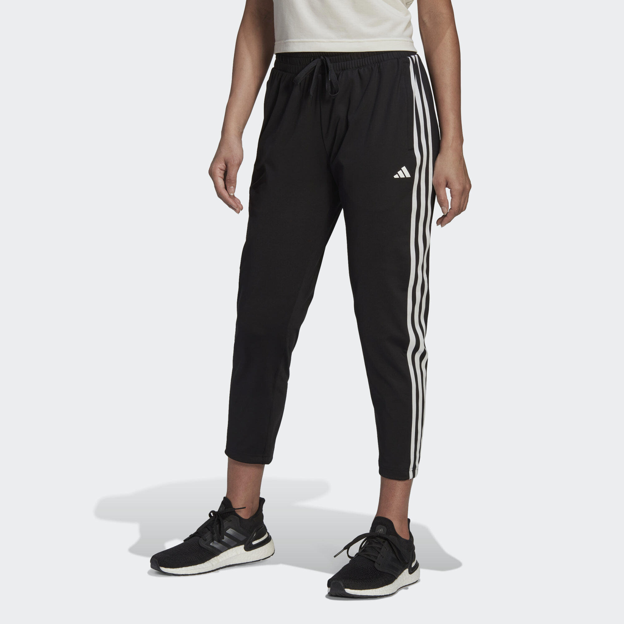 Adidas - Pantalon Fuselé En Maille Aeroready Made4training 7/8 3-stripes - Legging - Blanc|noir - 36 Xs - Decathlon
