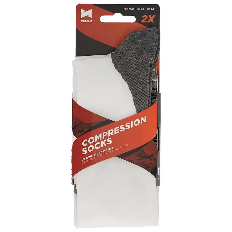 Skarpety kompresyjne do biegania Xtreme, 2 par, Multi Biały
