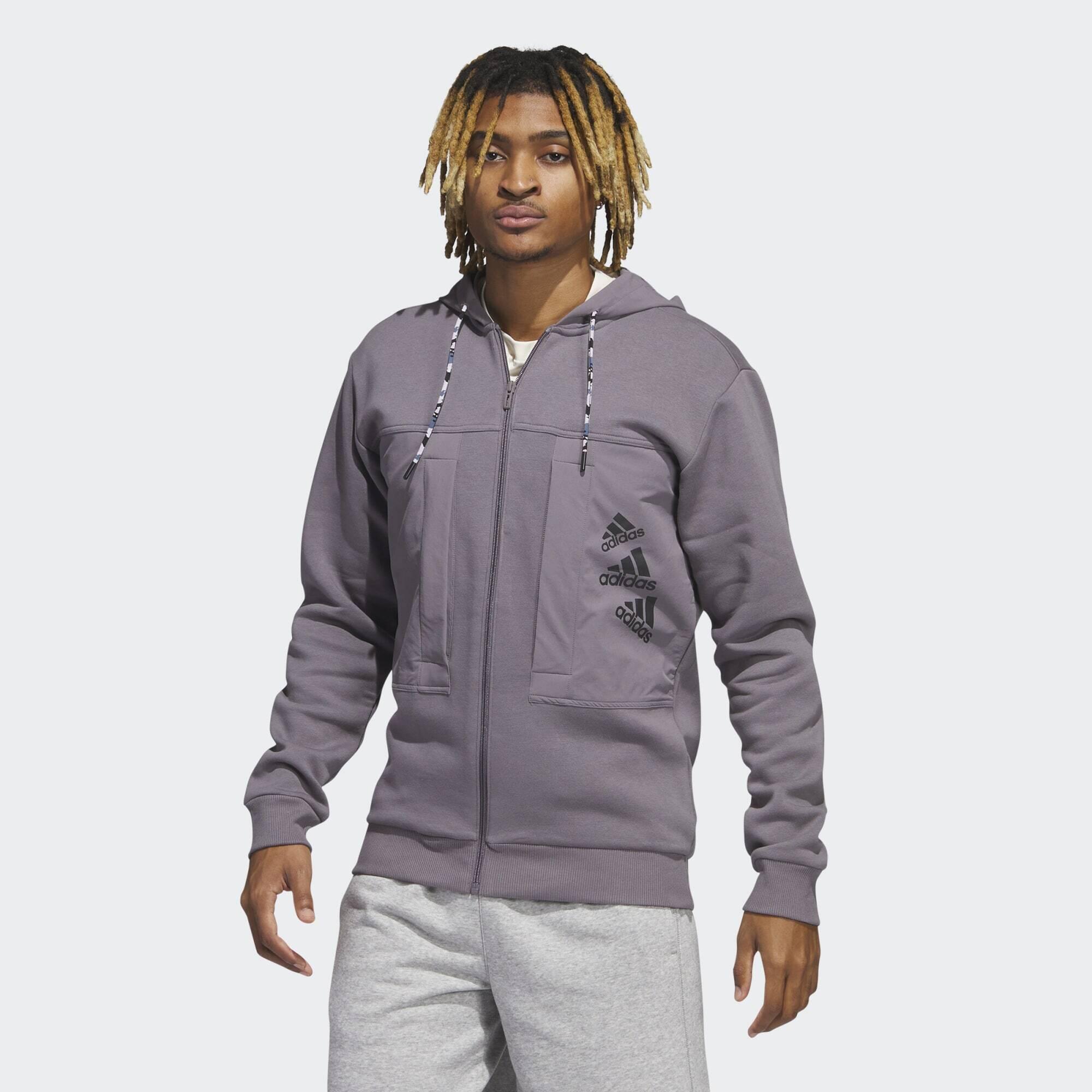 Adidas - Veste À Capuche Entièrement Zippée En Molleton Essentials Brandlove - Sweat-shirt - Gris|noir - 40 M - Decathlon