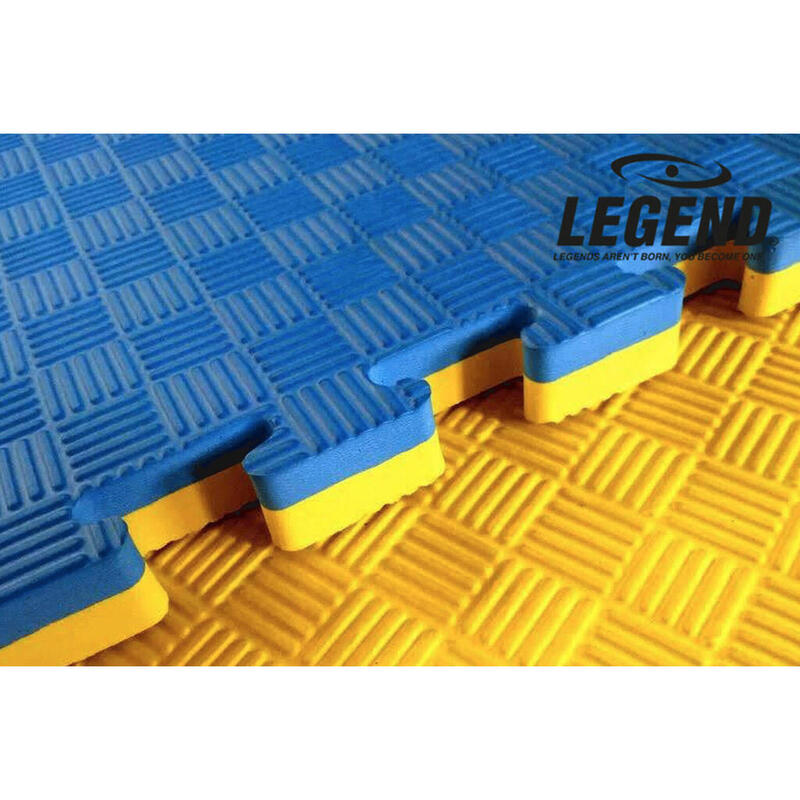 Legend Puzzelmat Sportvloer | 100 x 100 x 4 cm | Blauw / Geel