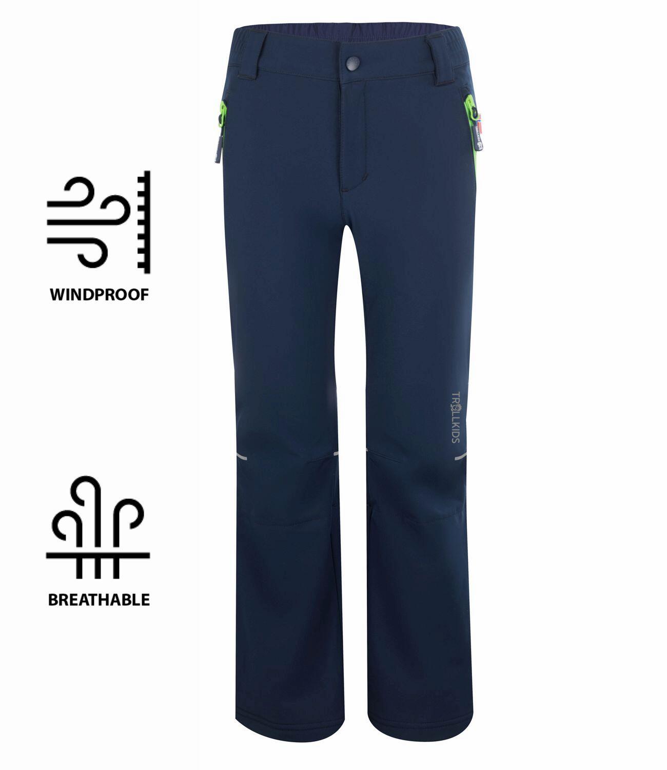 Pantalon Softshell Hemsedal pour enfants Hydrofuge Bleu marine / Vert 3/3