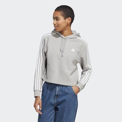 Essentials 3-stripes french terry crop hoodie