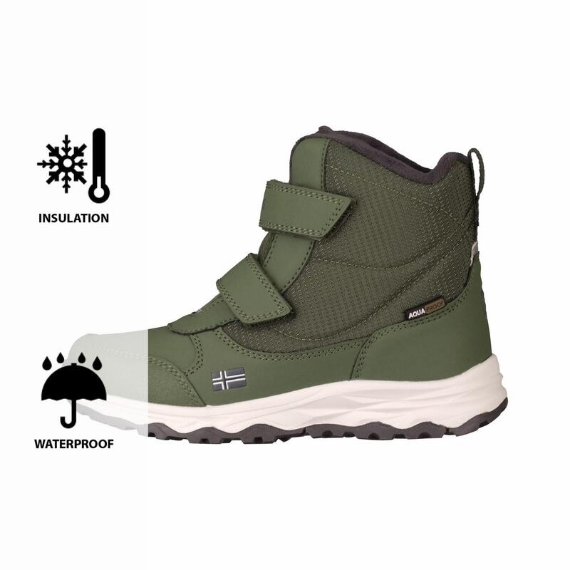 Chaussures d'hiver enfant Hafjell imperméables et isolantes Vert Mousse