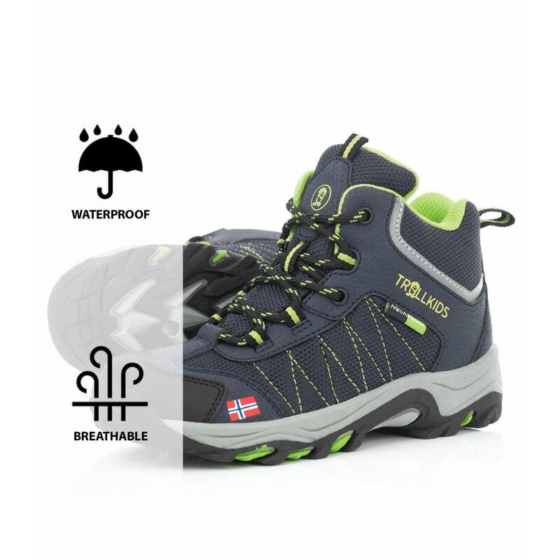 Chaussures de randonnée pour enfants Fjell Bleu marine / Vert vipérine