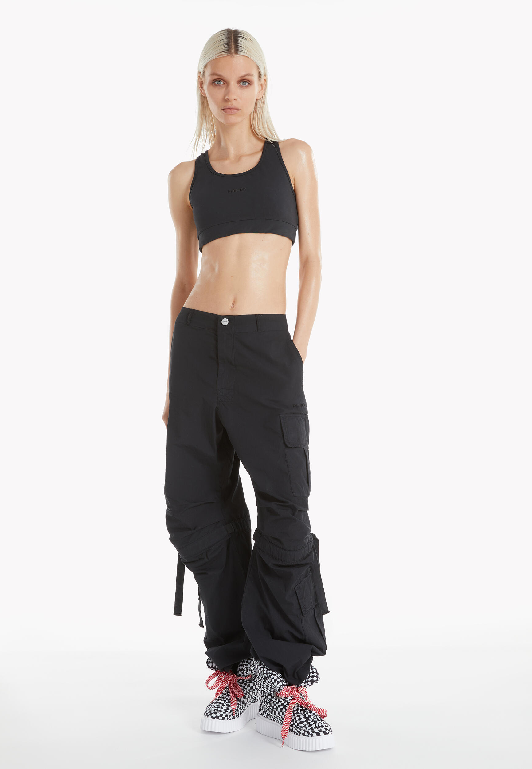 FREDDY Pantaloni cargo con doppie tasche e coulisse intermedia