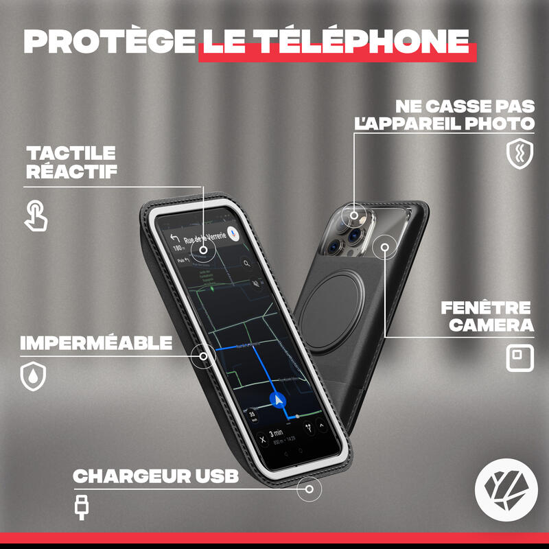 Support porte téléphone Pro pour guidon de vélo (Téléphone 2XL)