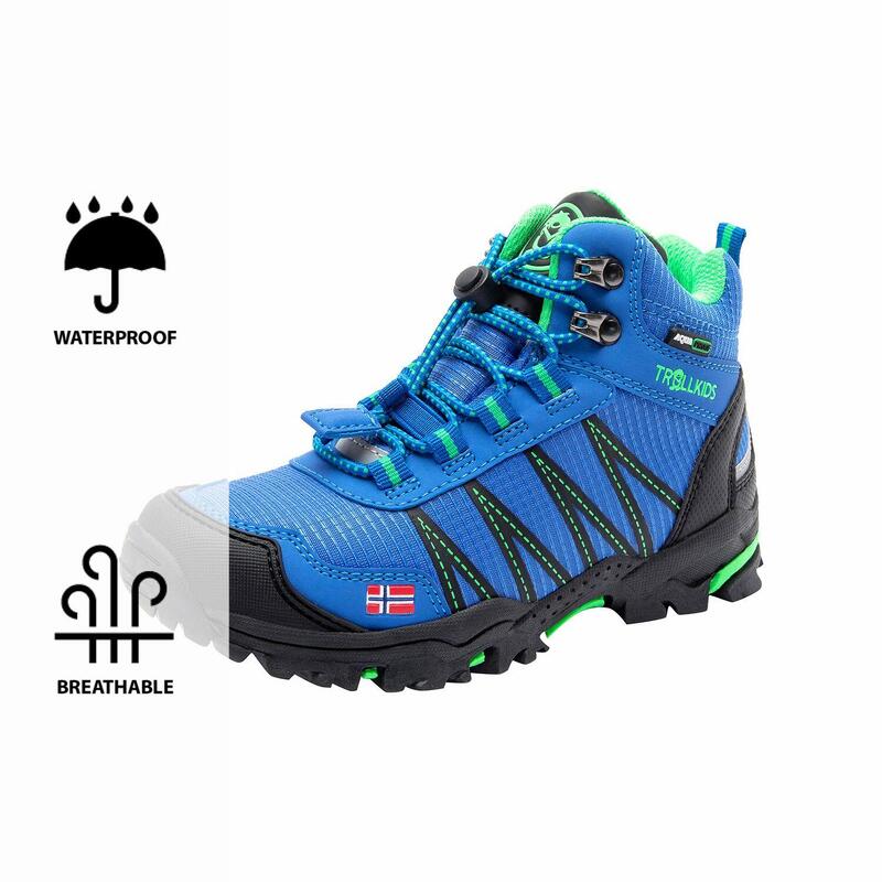 Chaussure de randonnée enfant moyenne Trolltunga bleu moyen/vert