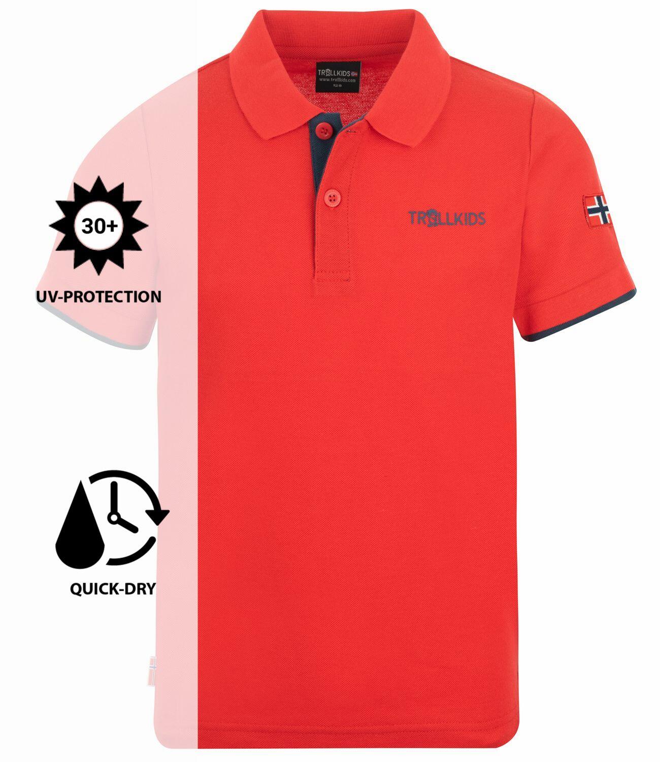 Polo Bergen XT pour enfants rouge clair / bleu 3/3