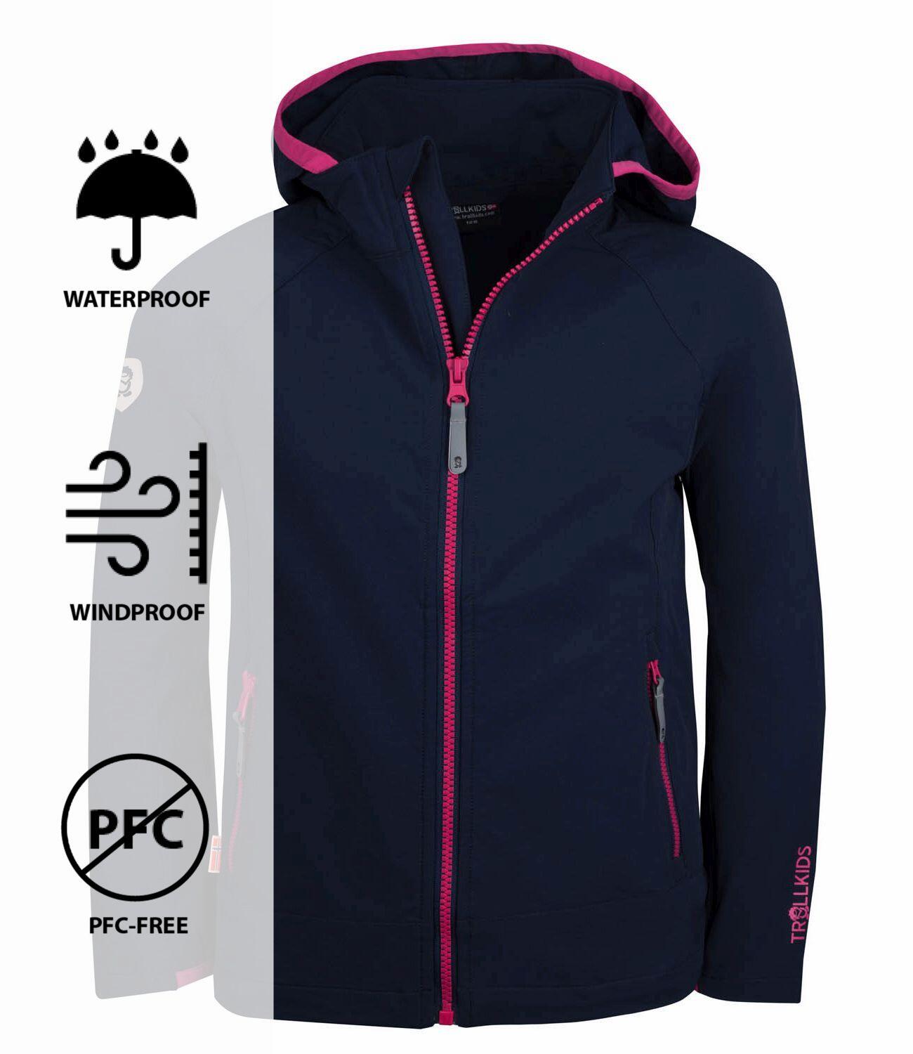 Veste softshell fille Kvalvika bleu marine/magenta 3/3