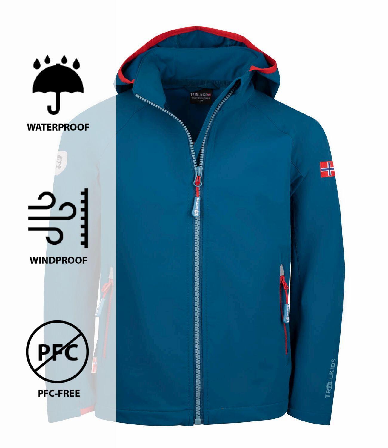 Veste softshell enfant Kvalvika vert pétrole/citron vert 3/3