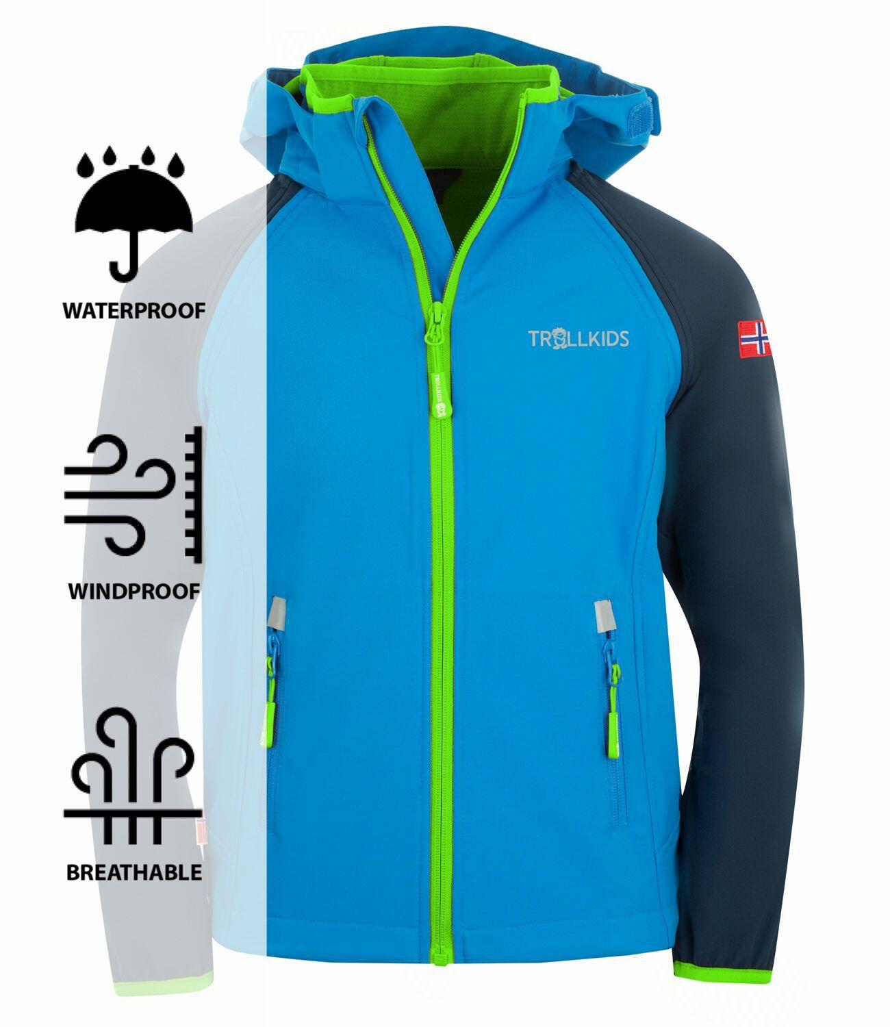 Veste softshell enfant Rondane déperlante bleu marine/bleu moyen/vert 3/3