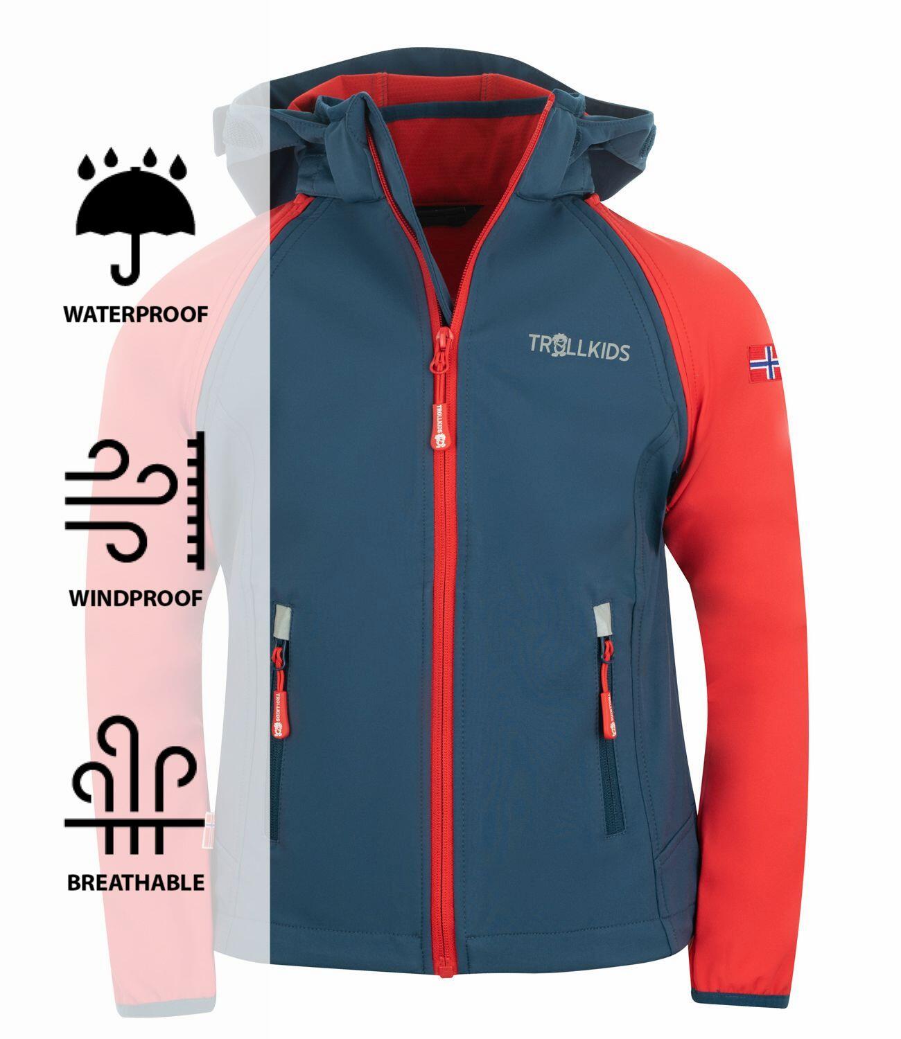 Kinder Softshelljacke Rondane Wasserabweisend Hellrot / Blau 3/3