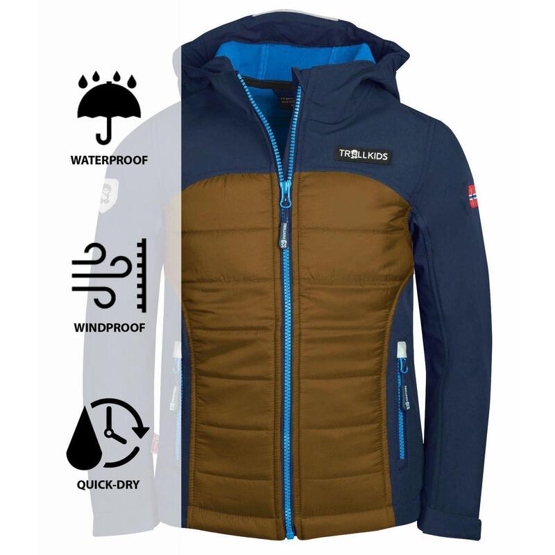 Kinder Hybrid Softshell Jacke Lysefjord Marineblau/Bronze/Azurblau