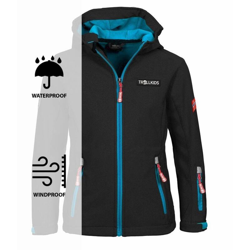 Kinder Softshell Jacke Oslofjord Wasserabweisend Schwarz / Mittelblau