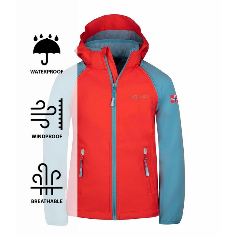 Veste softshell enfant zip off Rondane rouge/bleu dauphin