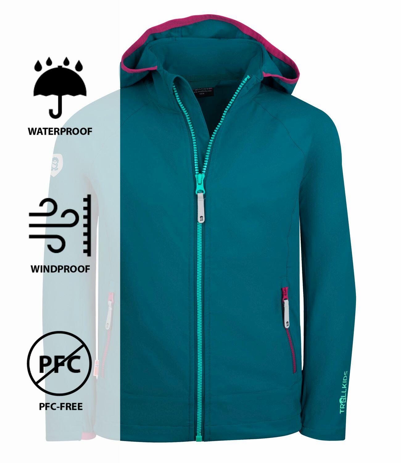 Veste softshell fille Kvalvika vert émeraude/rose 3/3